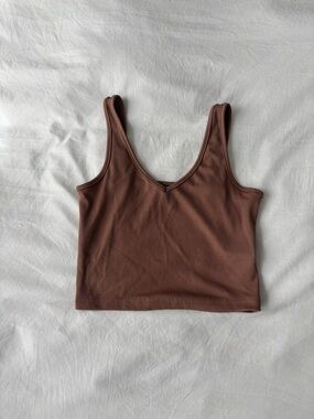 Brown Ribbed Cropped Tank Top Neutral Basic